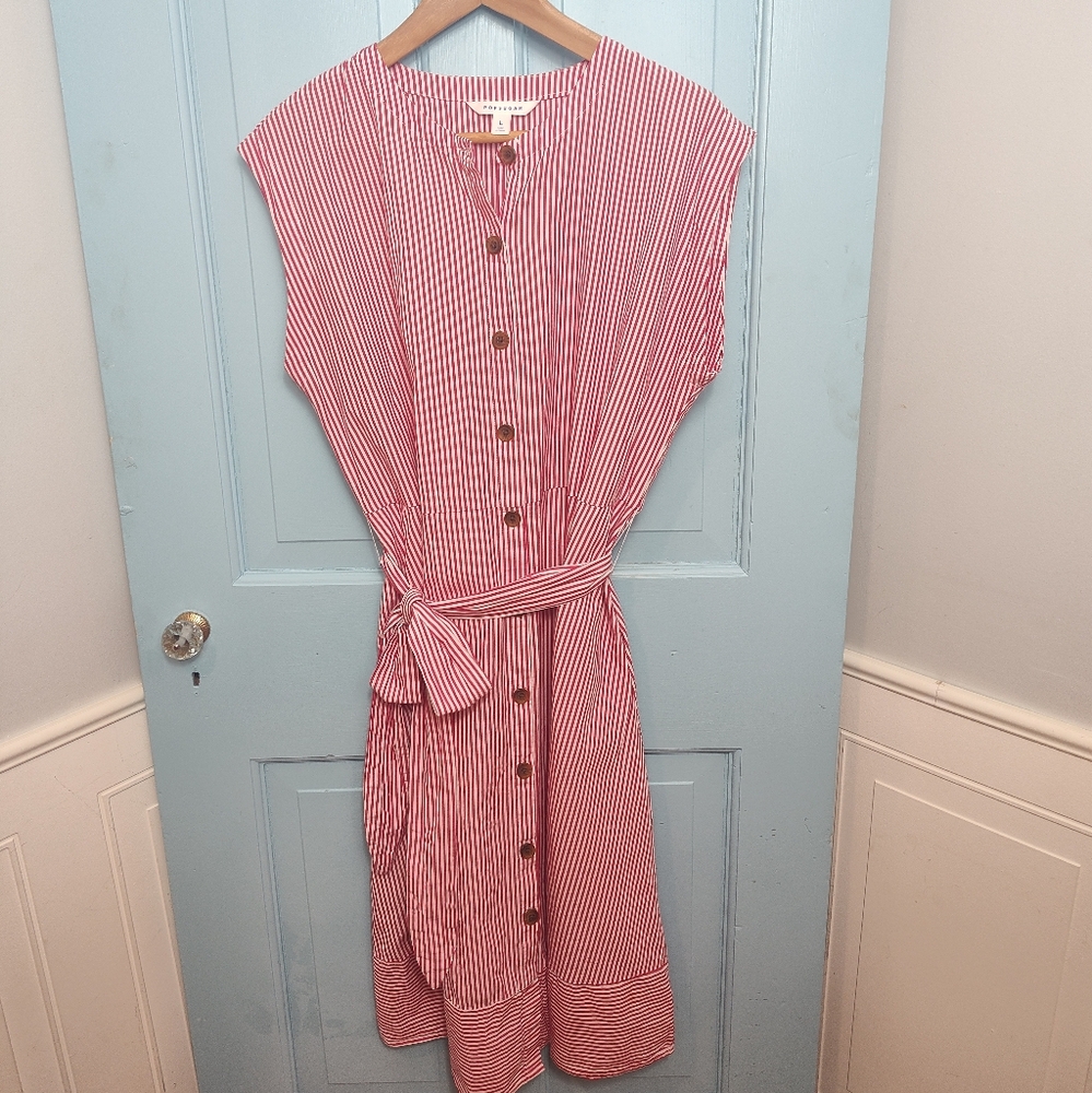 POPSUGAR Red and White Striped Midi Dress